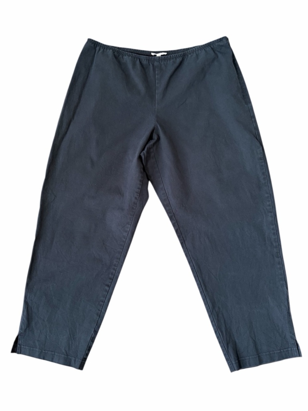 Eileen Fisher Stretch Organic Cotton Cropped Pant Size XL Black Minimalist